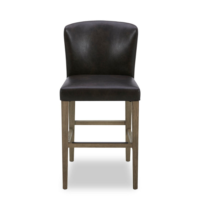Tabouret 26 po Arlo de hauteur comptoir en tissu de cuir végétalien - brun bison