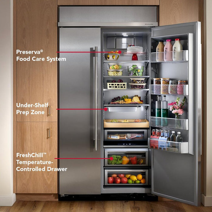 Réfrigérateur encastré KitchenAid de 25,5 pi3 et de 42 po à compartiments juxtaposés - minerai noir - KBSN742SBE