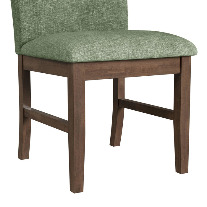 Chaise de salle à manger Rain avec siège et dossier rembourrés en tissu - verte