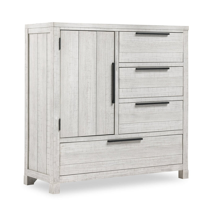 Commode verticale de chambre à coucher Haven de 48 po (L) x 48 po (H) à 4 tiroirs avec armoire de rangement - blanche