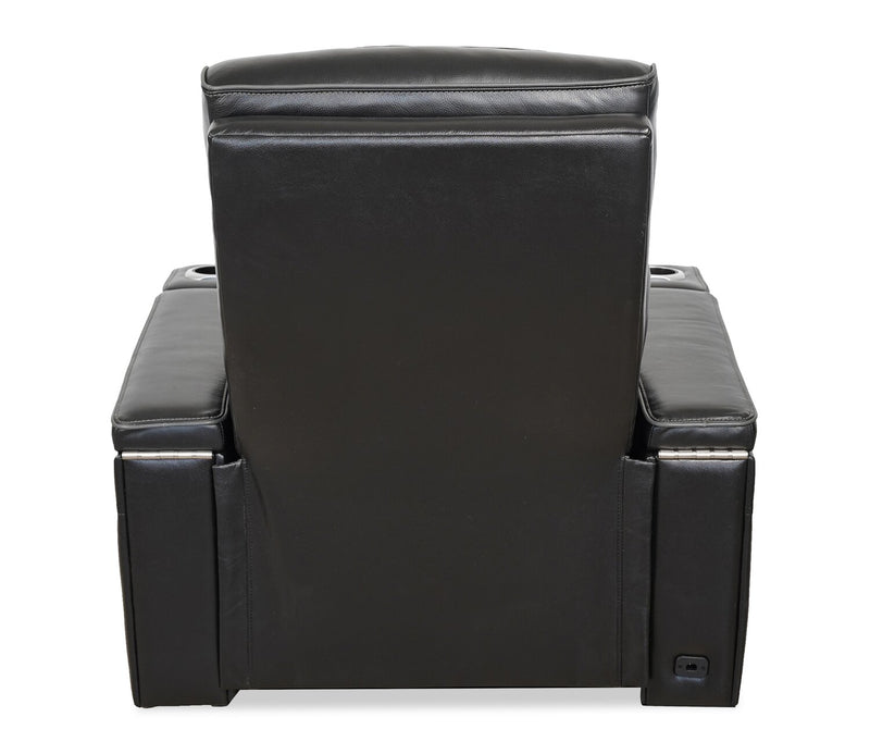 Fauteuil de massage à inclinaison électrique Elite de 38 po en cuir véritable avec son immersif et appuie-tête électrique - noir