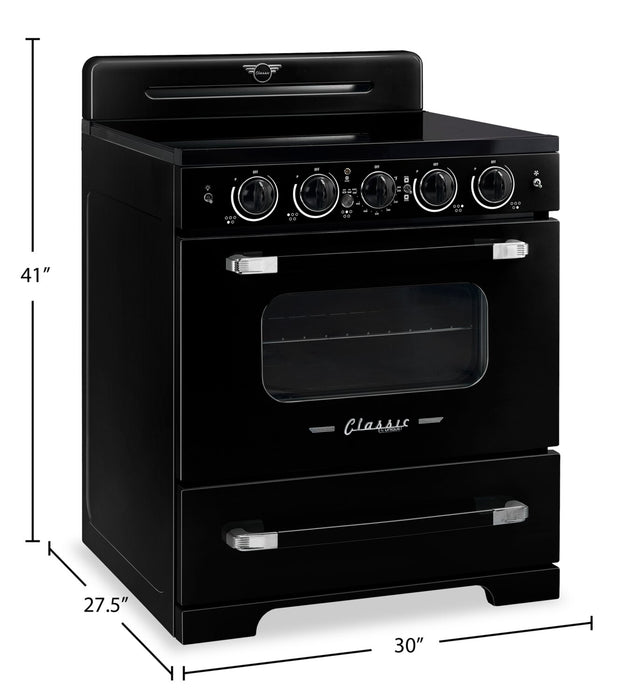 Cuisnière à induction Classic Rétro par Unique de 30 po et de 3,9 pi3 - noir minuit - UNQ-30CR IC B