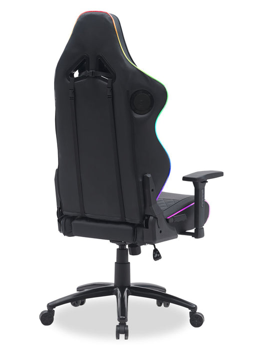 Fauteuil de jeu ergonomique Falcon de 30 po avec haut-parleurs Bluetooth intégrés et éclairage à DEL - noir