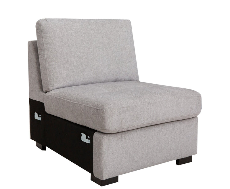 Sofa sectionnel Vault 9 pièces avec causeuse-lit, 4 fauteuils de rangement et console de rangement avec USB - gris