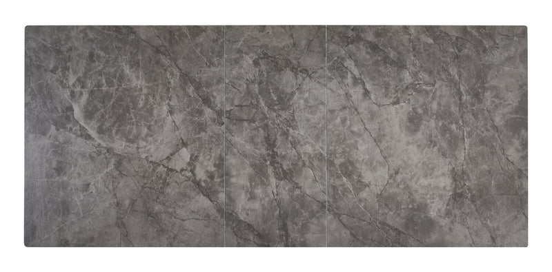 Table de salle à manger Tavo de 63 po à 79 po (L) en métal avec rallonge et base piédestal - grise et noire