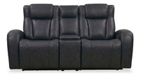 Causeuse à inclinaison électrique Titan de Shaquille O’Neal Home de 81 po en cuir véritable avec confort Shaq-o-pedic - noir