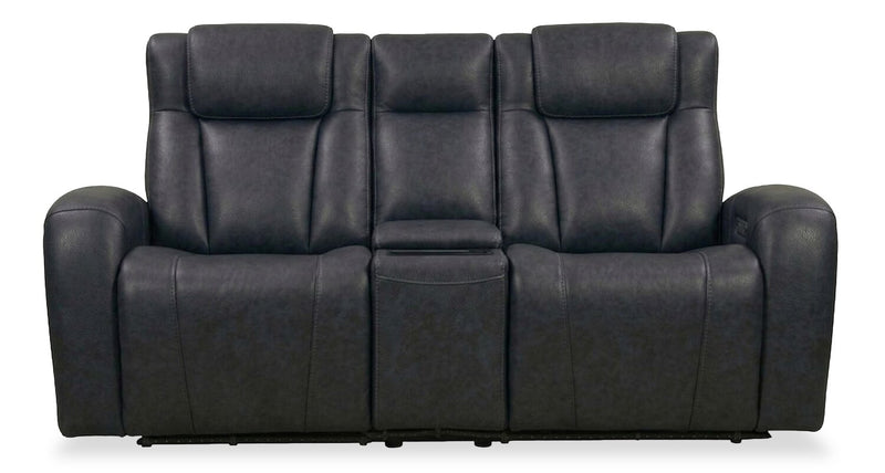 Causeuse à inclinaison électrique Titan de Shaquille O’Neal Home de 81 po en cuir véritable avec confort Shaq-o-pedic - noir 