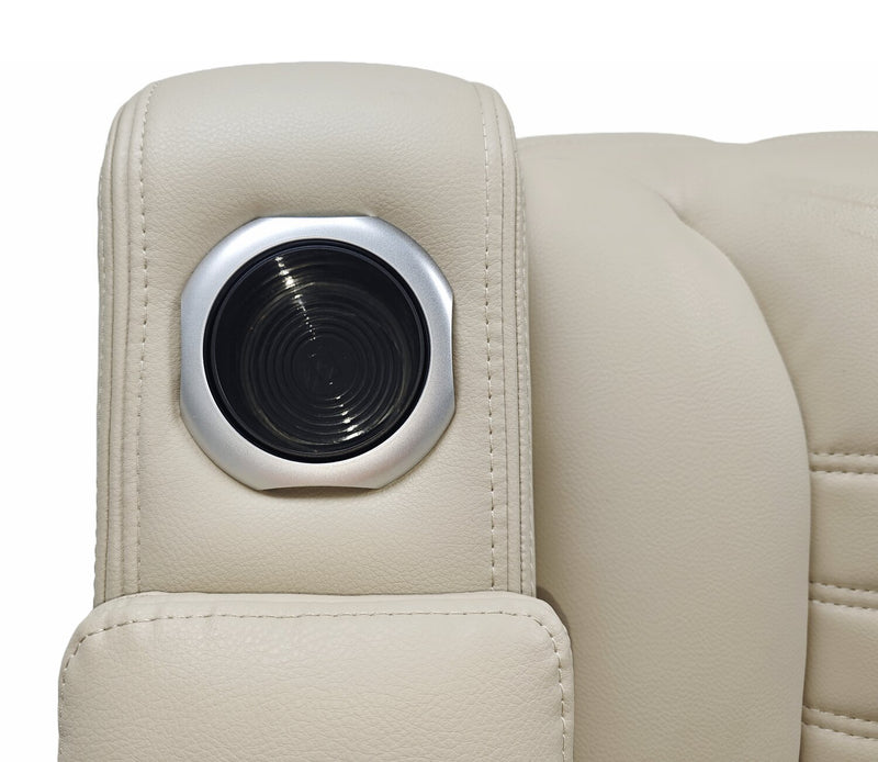 Fauteuil de massage à inclinaison électrique Zen de 40 po en tissu d’apparence cuir avec appuie-tête électrique et siège chauffant - abricot