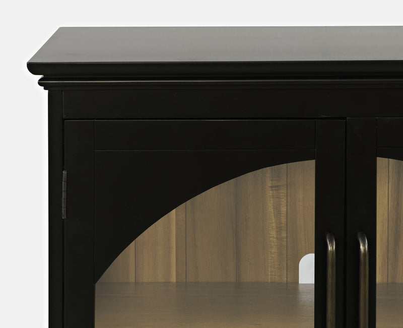 Armoire décorative Twyla en bois massif avec portes arquées - noire