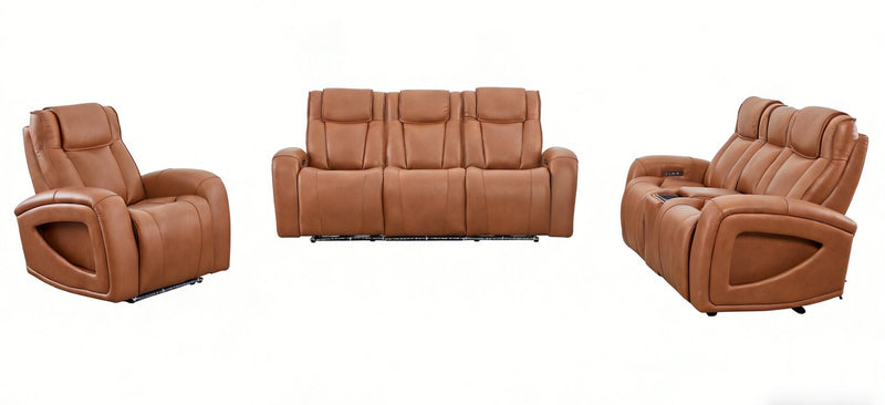 Sofa à inclinaison électrique Titan de Shaquille O’Neal Home de 92 po en cuir véritable avec confort Shaq-o-pedic -  terre