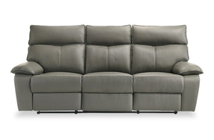 Sofa à inclinaison électrique Matteo de 88 po en cuir véritable - gris Aviarah