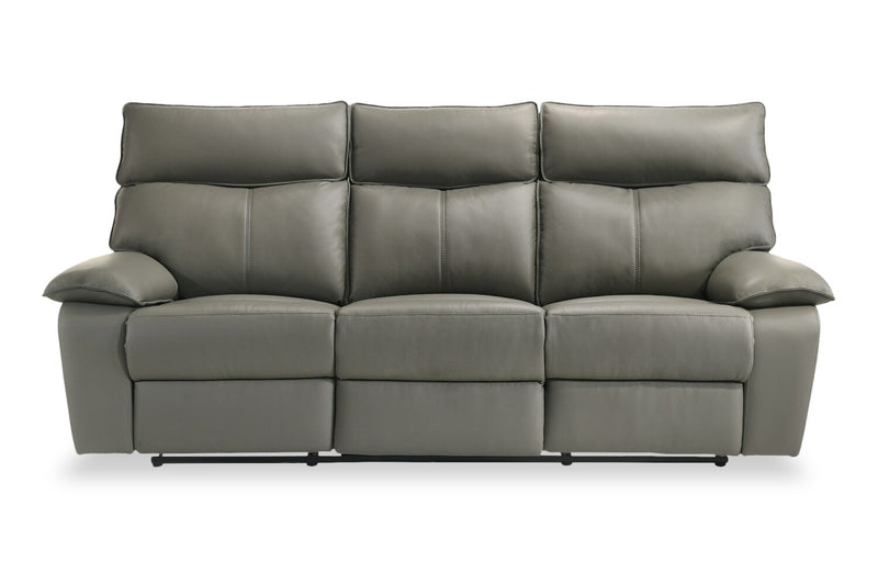 Sofa à inclinaison électrique Matteo de 88 po en cuir véritable - gris Aviarah