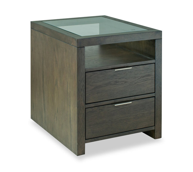 Table de bout moderne Hatfield de 20 po en bois massif - brun champêtre