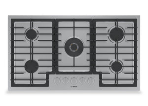 Surface de cuisson à gaz Bosch de série 800 de 36 po avec brûleur puissant à flamme double - NGM8659UC
