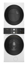 Tour de lavage Whirlpool à chargement frontal avec laveuse de 5,2 pi³ et sécheuse à gaz de 7,4 pi³ - Blanche - WGF5727TW