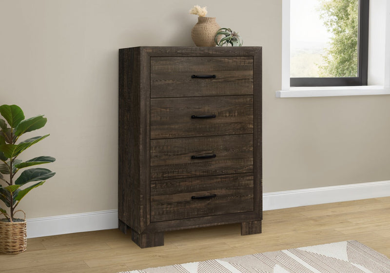 Commode verticale de chambre à coucher Ethan de 32 po (L) x 46 po (H) à 4 tiroirs - brun rustique