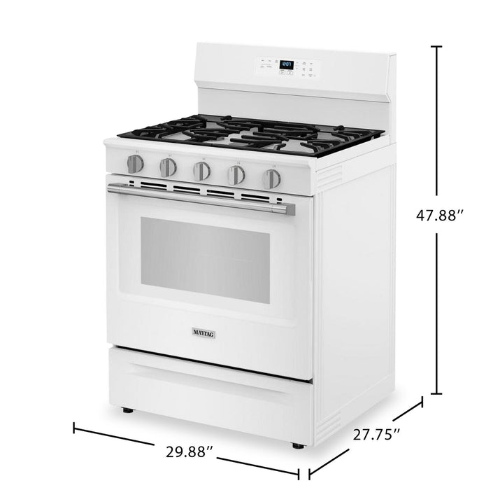 Cuisinière à gaz Maytag de 5 pi3 à convection avec friture à air sans préchauffage - blanche - MFGS6030RW