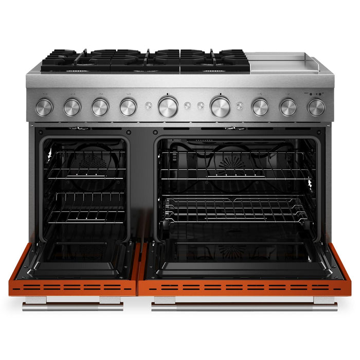Cuisinière hybride KitchenAid de 6,3 pi³ à 6 brûleurs avec plaque chauffante - orange brûlée - KFDD948SSC 