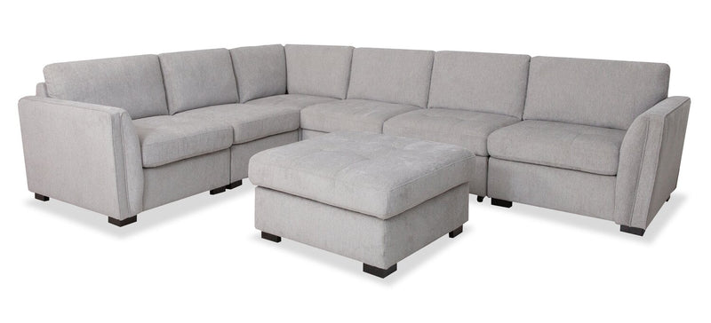 Sofa sectionnel Vault 5 pièces avec causeuse-lit et fauteuils de rangement - gris