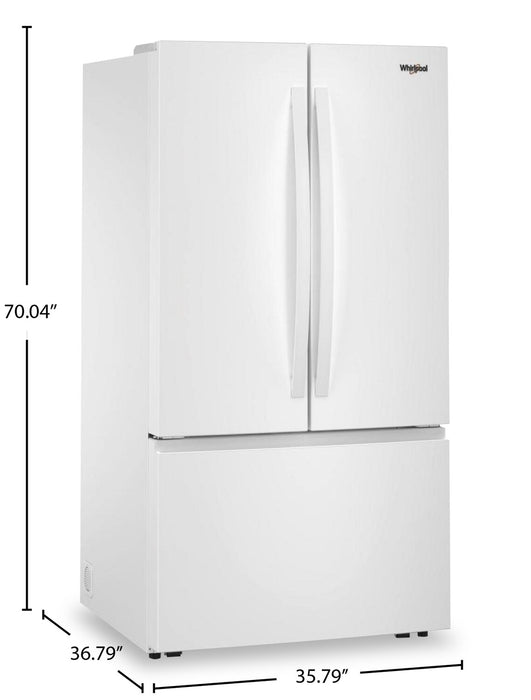 Réfrigérateur Whirlpool de 36 po et de 30,5 pi³ à portes françaises avec distributeur d’eau interne - blanc - WRFF3336SW