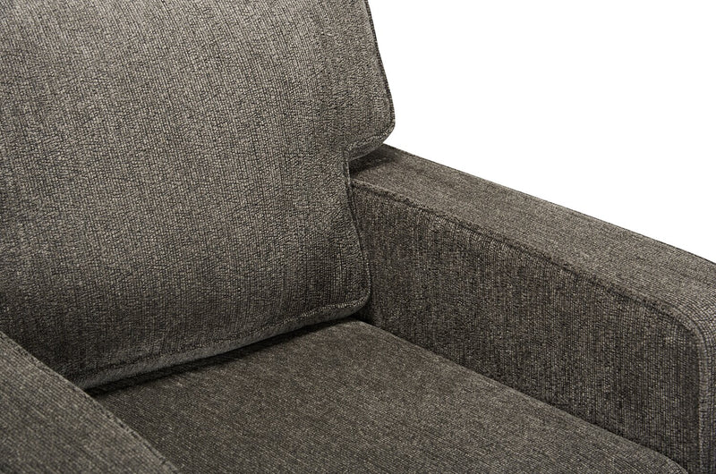 Fauteuil Lennox de 35 po fabriqué au Canada en tissu de chenille avec coussins réversibles et accoudoirs rectilignes - gris