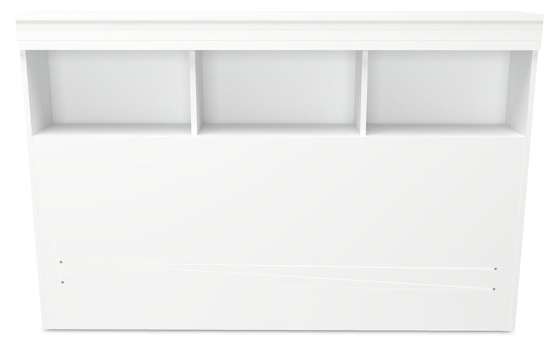 Lit matelot Riley avec ensemble de tête de lit bibliothèque pour enfants, fabriqué au Canada, blanc - format lit double