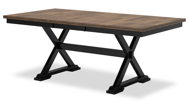 Ensemble de salle à manger Raven 6 pièces avec table à rallonge, 60 po à 78 po (L), banc et 4 chaises - deux teintes, noir et brun