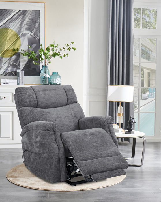 Fauteuil basculeur à inclinaison électrique Claire de 34 po en tissu de chenille - gris granite 