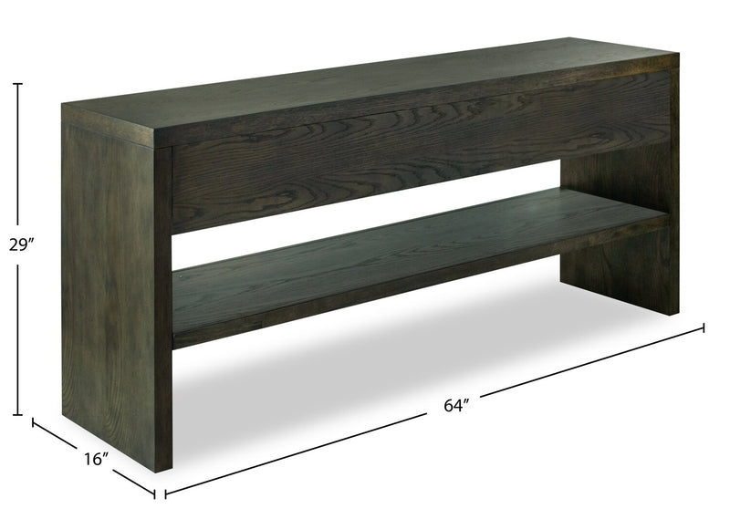 Table de salon moderne Hatfield de 64 po en bois massif - brun champêtre