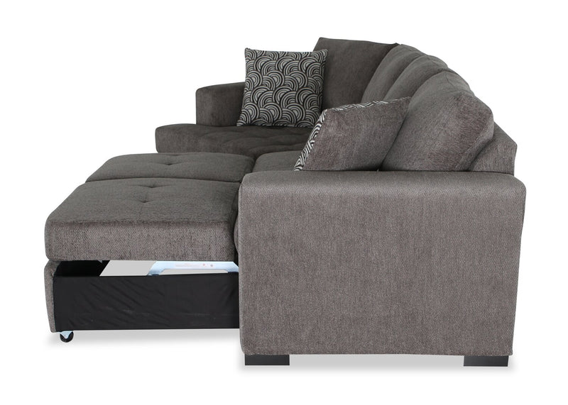 Sofa-lit sectionnel enveloppant de gauche Legend 2 pièces fabriqué au Canada en tissu de chenille - brun étain