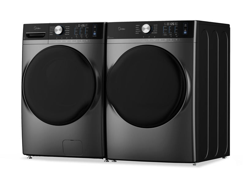 Laveuse Midea à chargement frontal de 5,2 pi³ avec soin à la vapeur – gris – MLHW52S7AGG