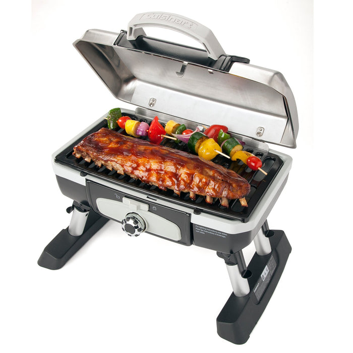 Barbecue de table à gaz portatif Petit gourmet de Cuisinart - argenté - CGG-180TS-C