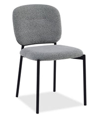 Chaise de salle à manger Luka en tissu bouclé et en métal - grise