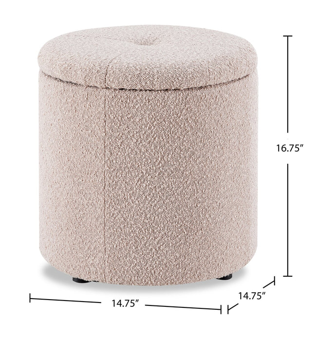 Pouf de rangement rond Saskatchewan de 14,75 po en tissu - rose