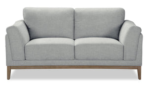 Causeuse Valley de 67,7 po en tissu avec base et pattes en hévéa - grise