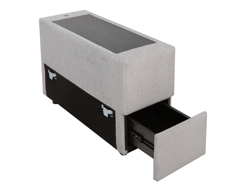 Sofa sectionnel Vault 9 pièces avec causeuse-lit, 4 fauteuils de rangement et console de rangement avec USB - gris