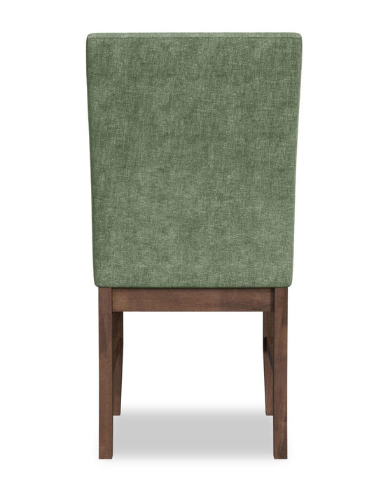 Chaise de salle à manger Rain avec siège et dossier rembourrés en tissu - verte