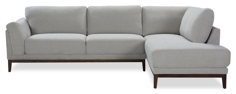 Sofa sectionnel de droite Horizon 2 pièces en tissu avec base et pattes en bois - gris