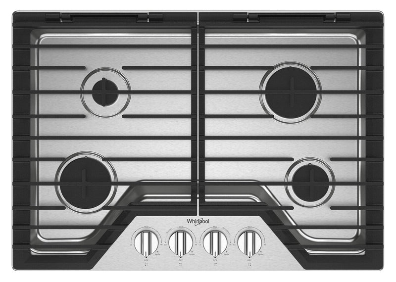 Surface de cuisson à gaz Whirlpool de 30 po avec grilles en fonte à charnières EZ-2-LiftMC - WCGK5030PS