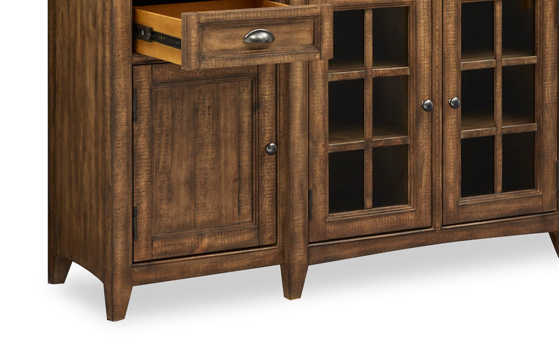 Meuble pour téléviseur traditionnel Wesley de 70 po avec rangement et système de gestion des câbles pour téléviseurs jusqu’à 75 po - muscade grillée