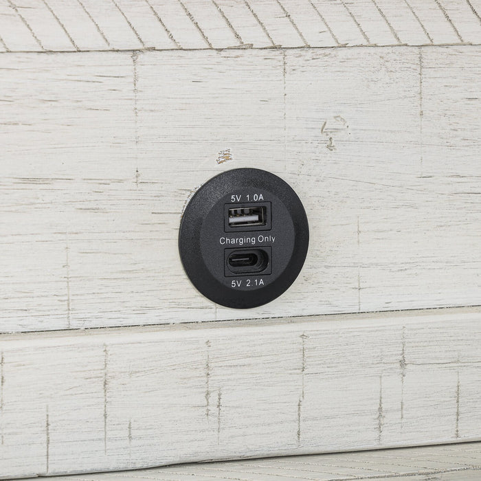 Lit à sections Haven avec tête de lit, cadre de lit, 2 sections latérales, port USB et éclairage à DEL, blanc - format grand lit