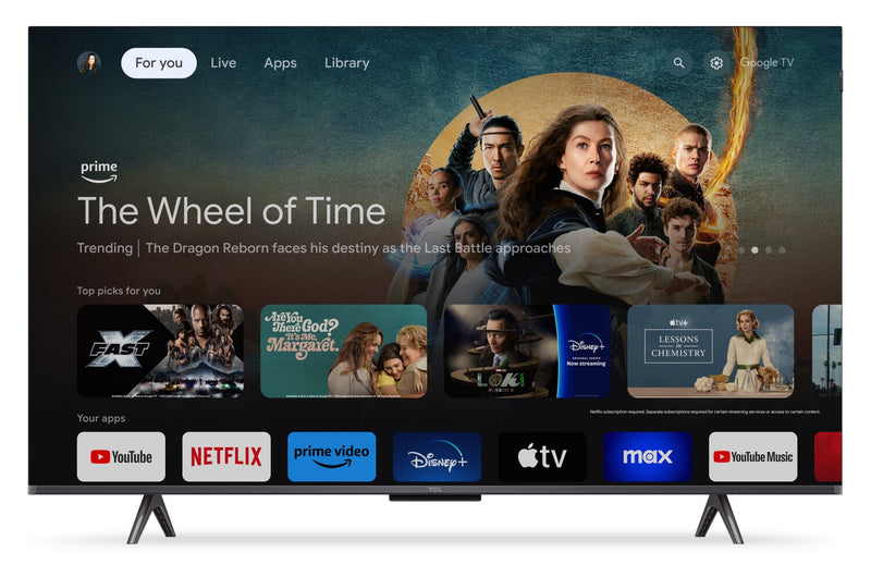 Téléviseur intelligent QLED TCL Q65 UHD 4K de 43 po avec Google TVMC (43Q651G-CA)