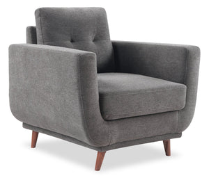 Fauteuil Cosmo de 34 po en tissu avec coussin de dossier capitonné - anthracite