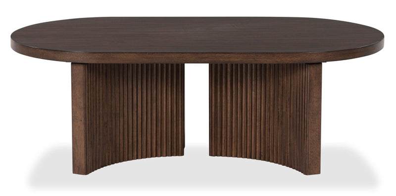 Table à café Barlow de 52 po de style moderne du milieu du 20e siècle en bois massif - brune