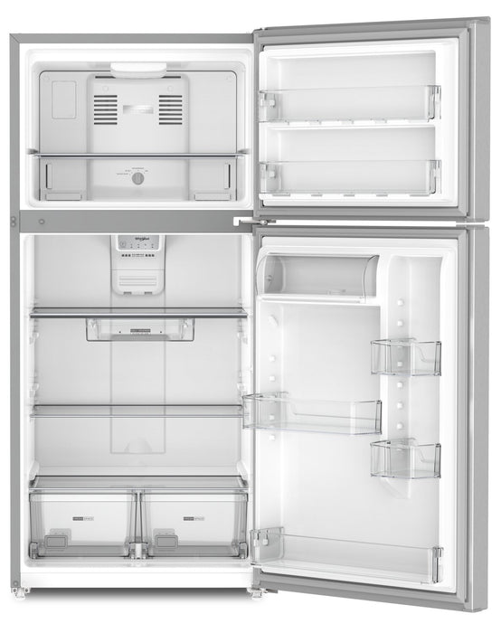 Réfrigérateur Whirlpool de 19 pi³ et de 29,5 po à congélateur supérieur avec refroidissement à couverture totale - noir - WRTX7419SB