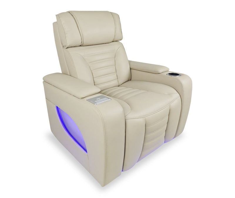 Fauteuil de massage à inclinaison électrique Zen de 40 po en tissu d’apparence cuir avec appuie-tête électrique et siège chauffant - abricot