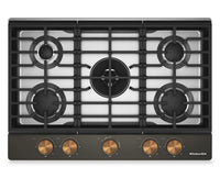 Surface de cuisson KitchenAid au gaz sur métal avec fini CookShield - Black Ore - KCGK730SBE