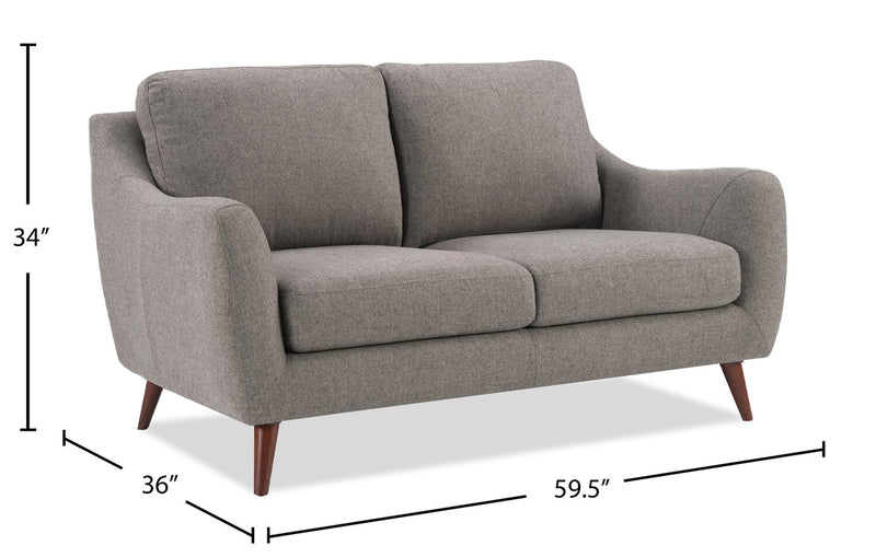 Causeuse Ivy de 59,5 po en tissu coussins de dossier amovibles - grise