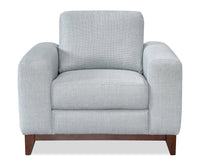  Fauteuil River de 40,1 po en tissu d’apparence lin avec base et pattes en bois - gris