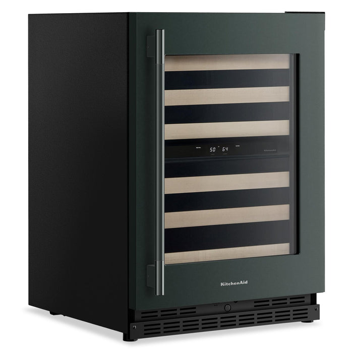 Cellier à vin KitchenAid de 24 po sous le comptoir avec grilles à extension complète à devant en bois - Genévrier - KUWR524SJP